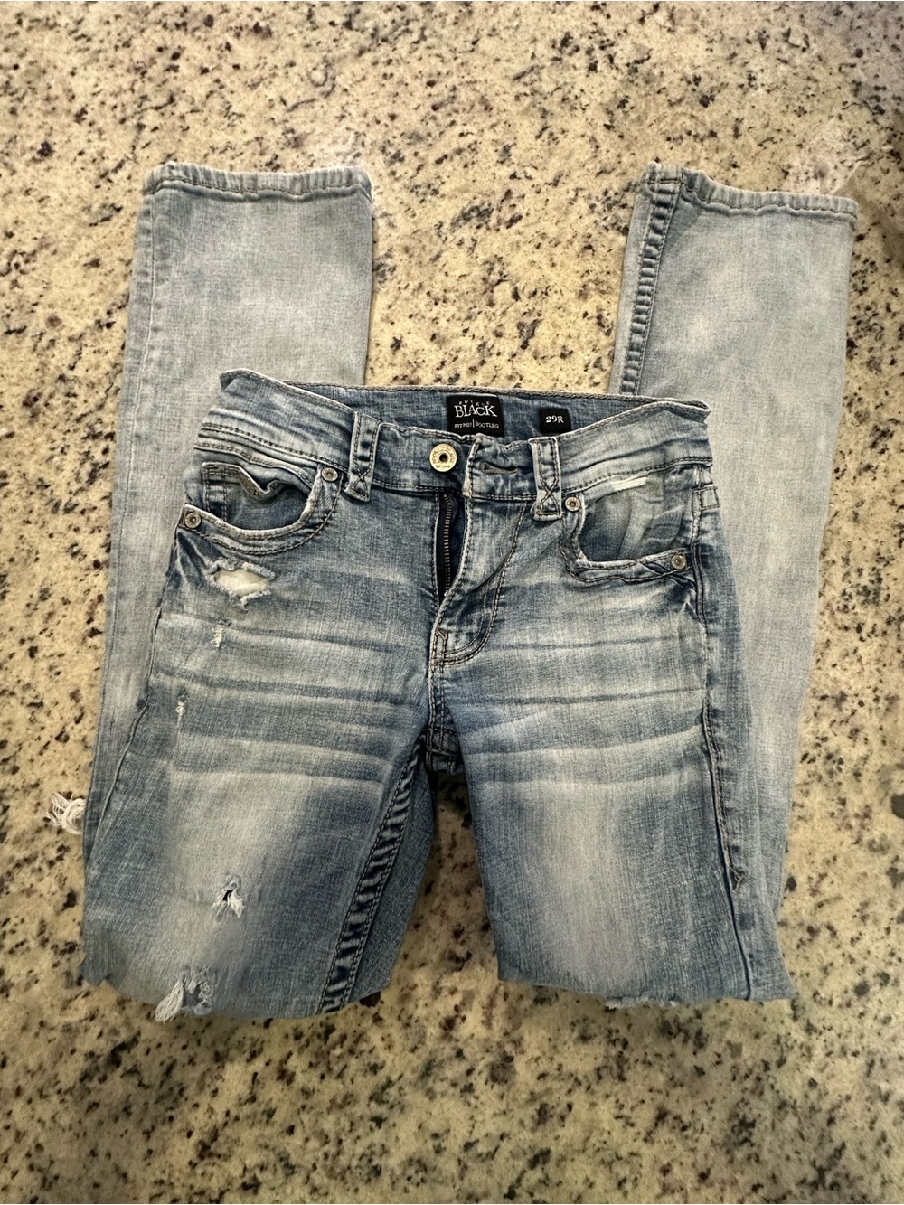 Men’s buckle black Denim Light Wash jeans